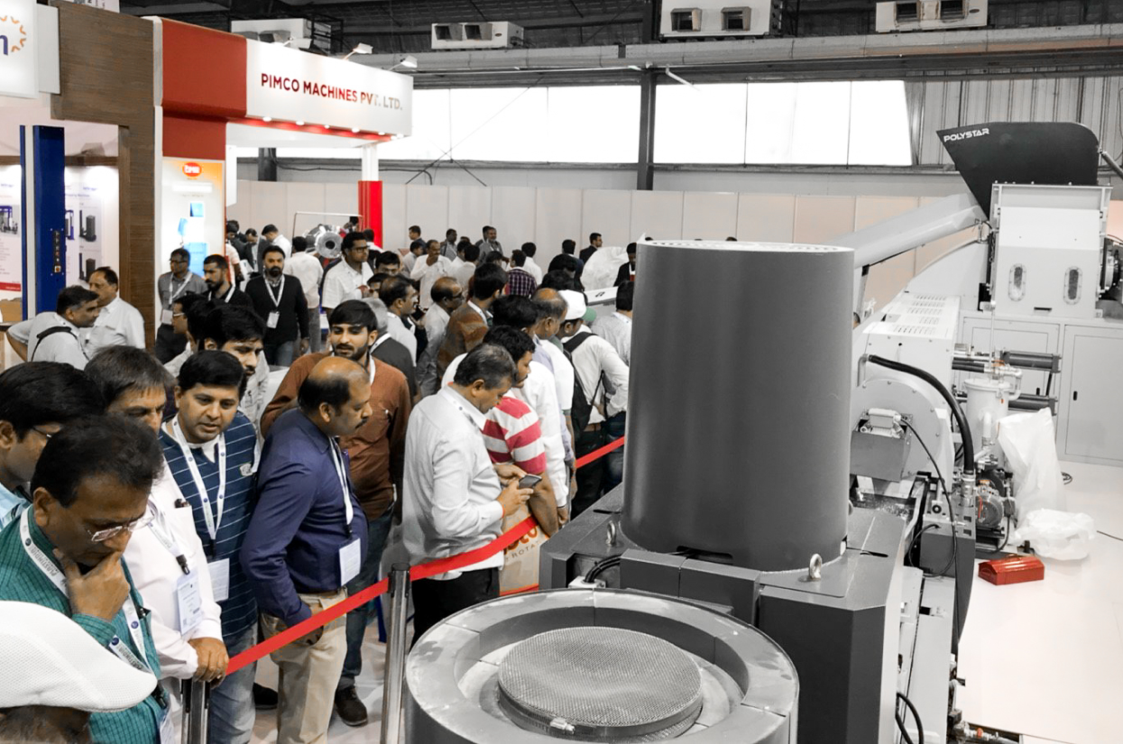 factory plastic waste recycling machine in Plastindia 2018